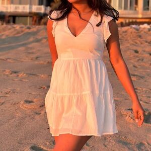 H&M White Flutter Sleeve Mini Sundress